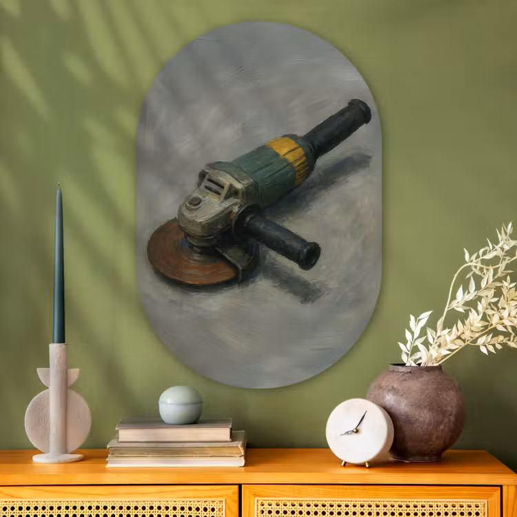 Muurovaal - Glas - Haakse slijper - Schilderij - Gereedschap — 2