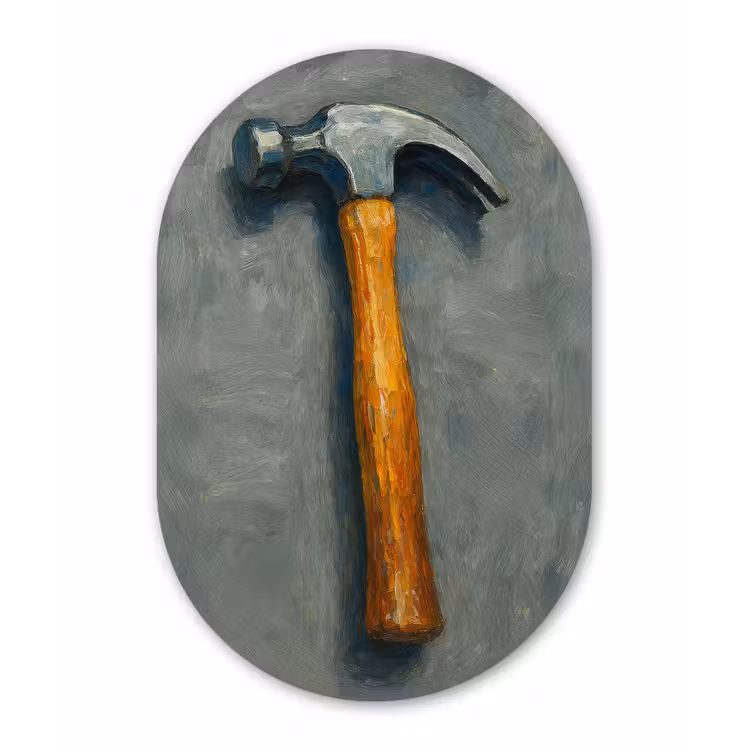 Muurovaal - Glas - Hamer - Schilderij - Gereedschap — 1