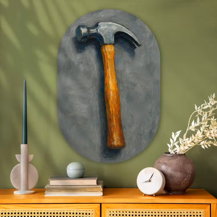 Muurovaal - Glas - Hamer - Schilderij - Gereedschap — 2