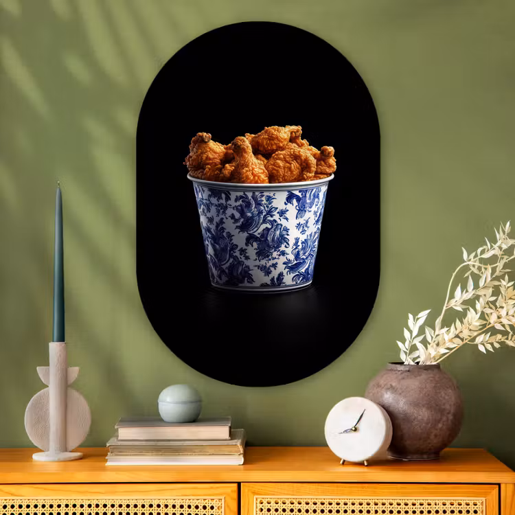 Muurovaal - Glas - Kip - Bucket - Delfts blauw - Lekker — 2