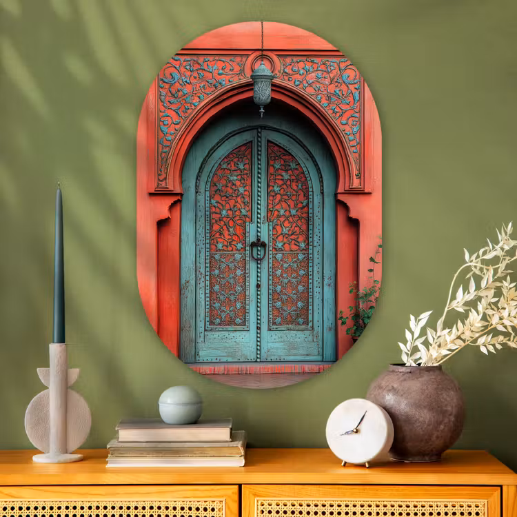 Muurovaal - Glas - Lantaarn - Deur - Turquoise — 2