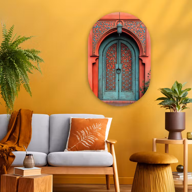 Muurovaal - Glas - Lantaarn - Deur - Turquoise — 3