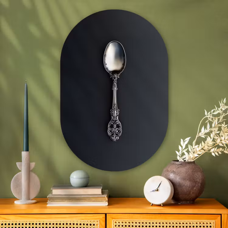 Muurovaal - Glas - Lepel - Zilver - Metaal — 2