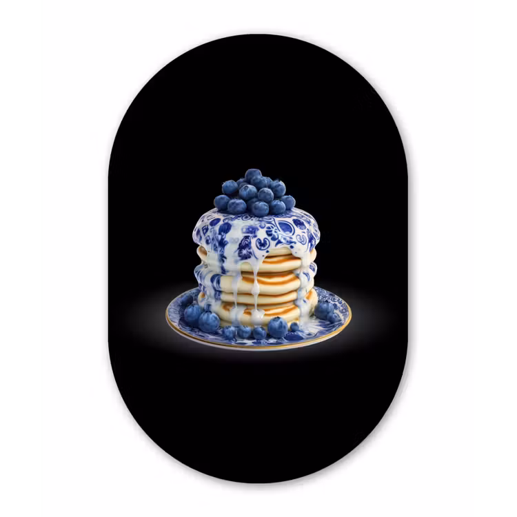 Muurovaal - Glas - Pannenkoeken - Blauwe Bessen - Bord — 1