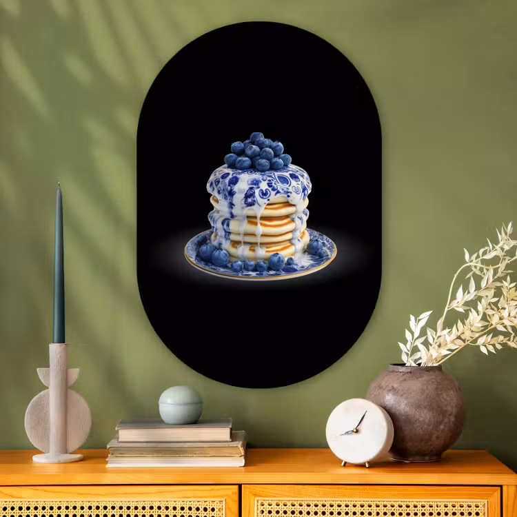 Muurovaal - Glas - Pannenkoeken - Blauwe Bessen - Bord — 2
