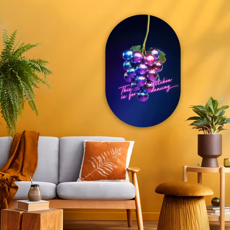 Muurovaal - Glas - Quote - Neon - Disco - Druiven — 3
