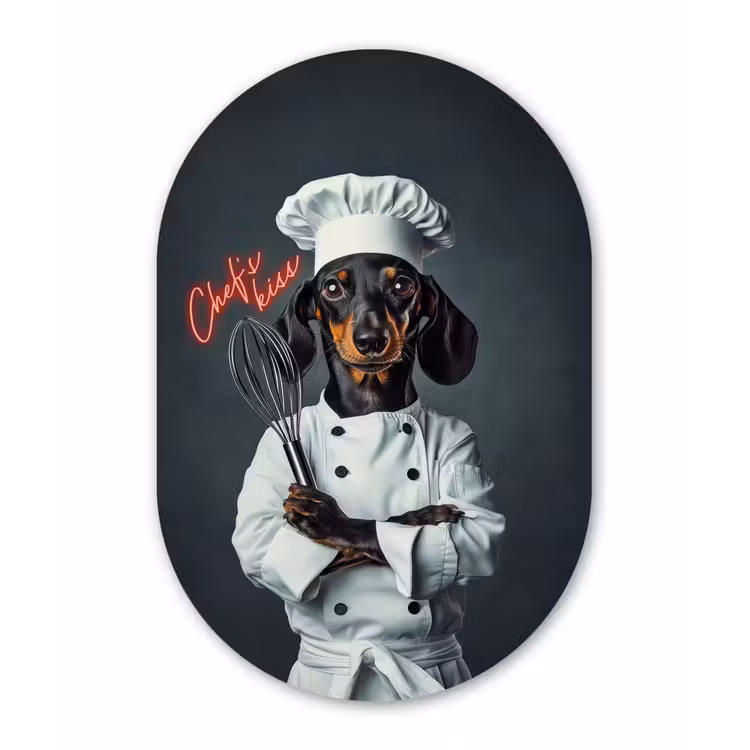 Muurovaal - Glas - Quote - Neon - Hond - Kokskleding — 1