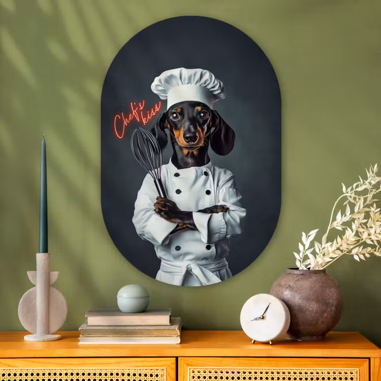 Muurovaal - Glas - Quote - Neon - Hond - Kokskleding — 2
