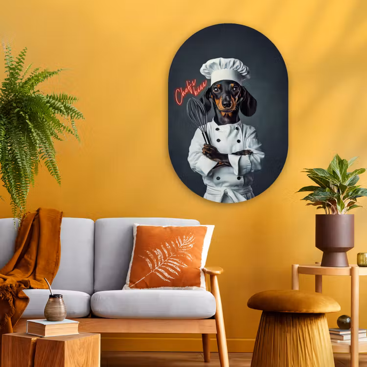 Muurovaal - Glas - Quote - Neon - Hond - Kokskleding — 3