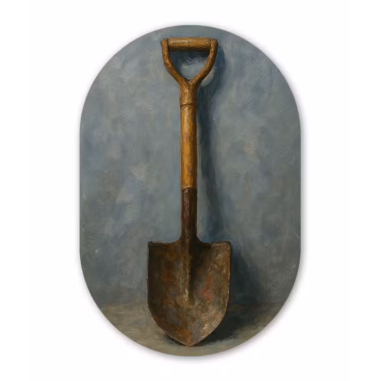 Muurovaal - Glas - Schep - Gereedschap - Schilderij — 1