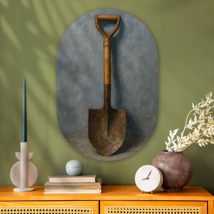Muurovaal - Glas - Schep - Gereedschap - Schilderij — 2