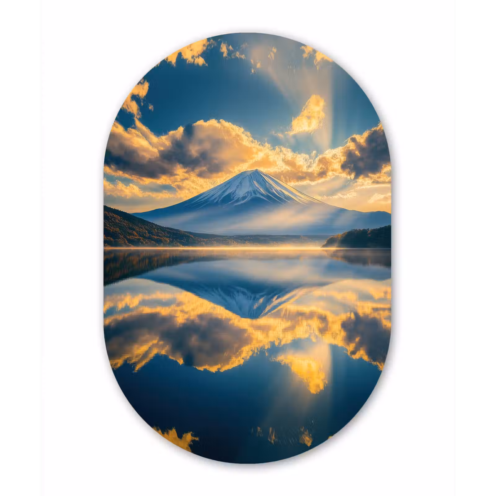Muurovaal - Glas - Berg - Rivier - Zonsondergang — 1