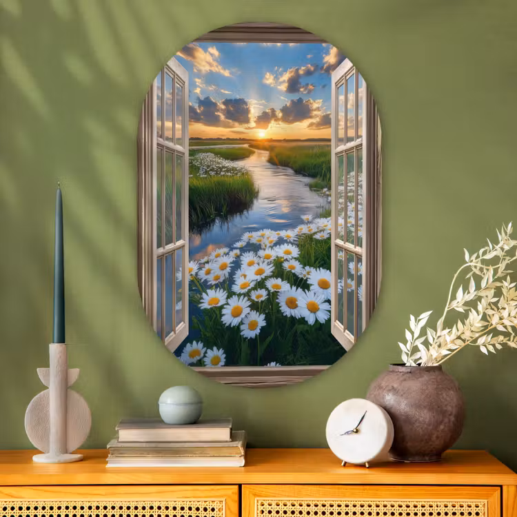 Muurovaal - Glas - Doorkijk - Landschap - Raam - Water - Zonsondergang — 2