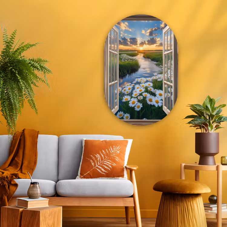 Muurovaal - Glas - Doorkijk - Landschap - Raam - Water - Zonsondergang — 3