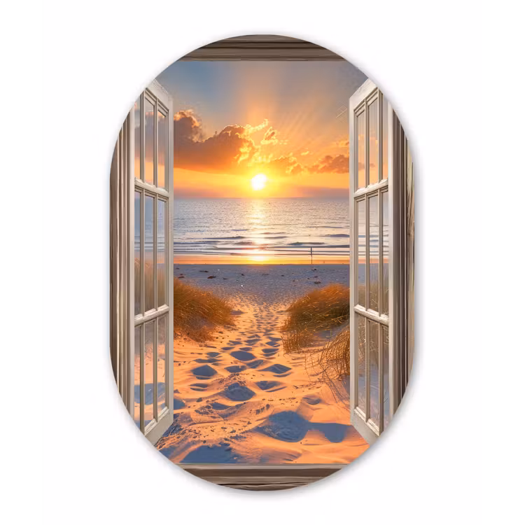 Muurovaal - Glas - Doorkijk - Strand - Duinen - Zonsondergang — 1