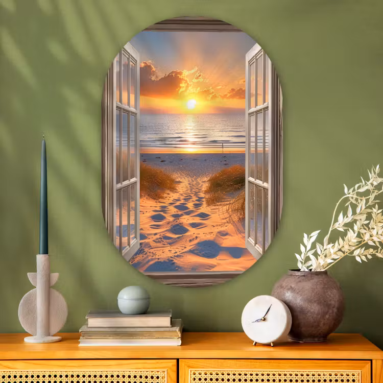 Muurovaal - Glas - Doorkijk - Strand - Duinen - Zonsondergang — 2