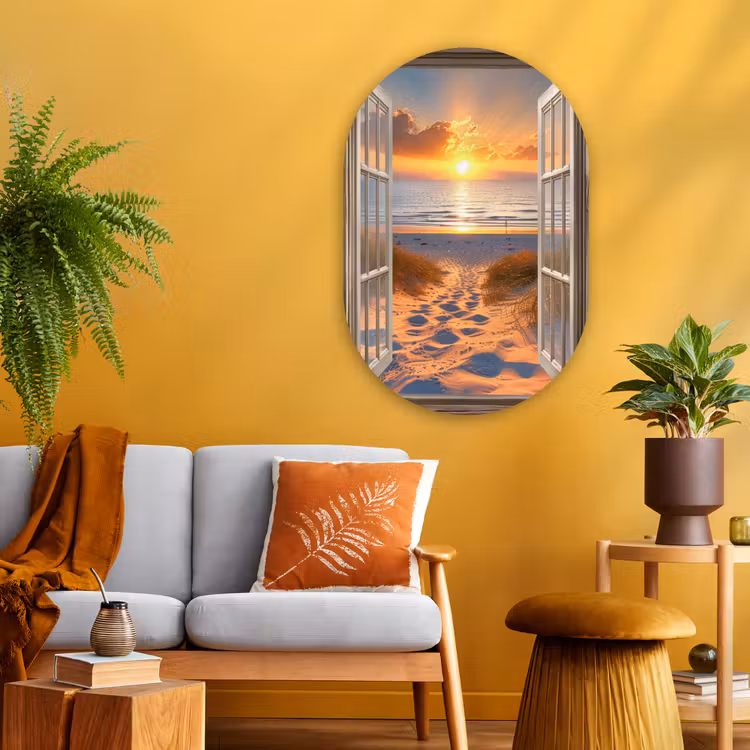 Muurovaal - Glas - Doorkijk - Strand - Duinen - Zonsondergang — 3