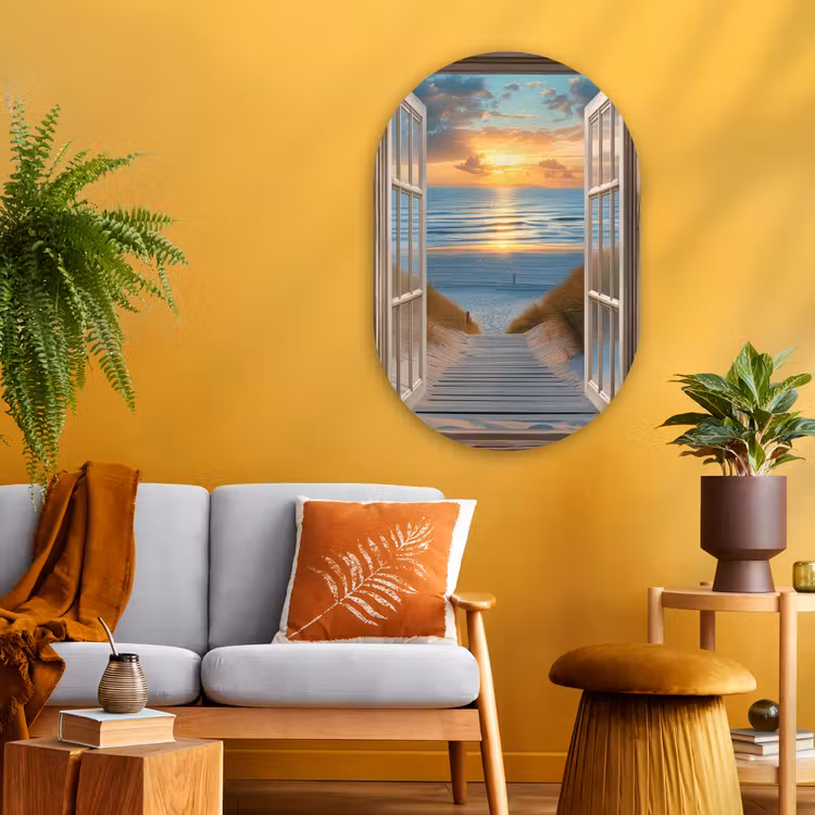 Muurovaal - Glas - Doorkijk - Strand - Pad - Zonsondergang — 3