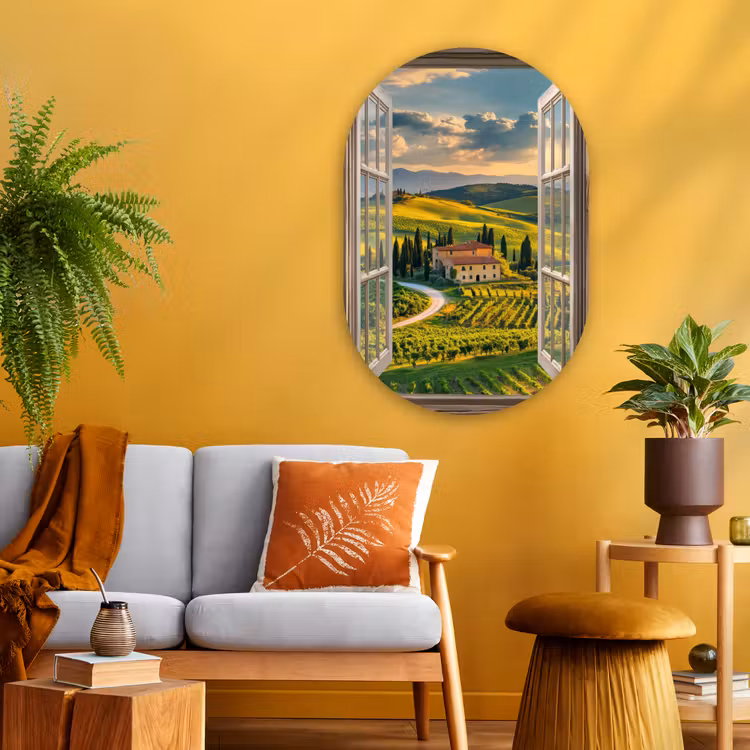 Muurovaal - Glas - Doorkijk - Toscane - Uitzicht - Landschap - Zomer — 3