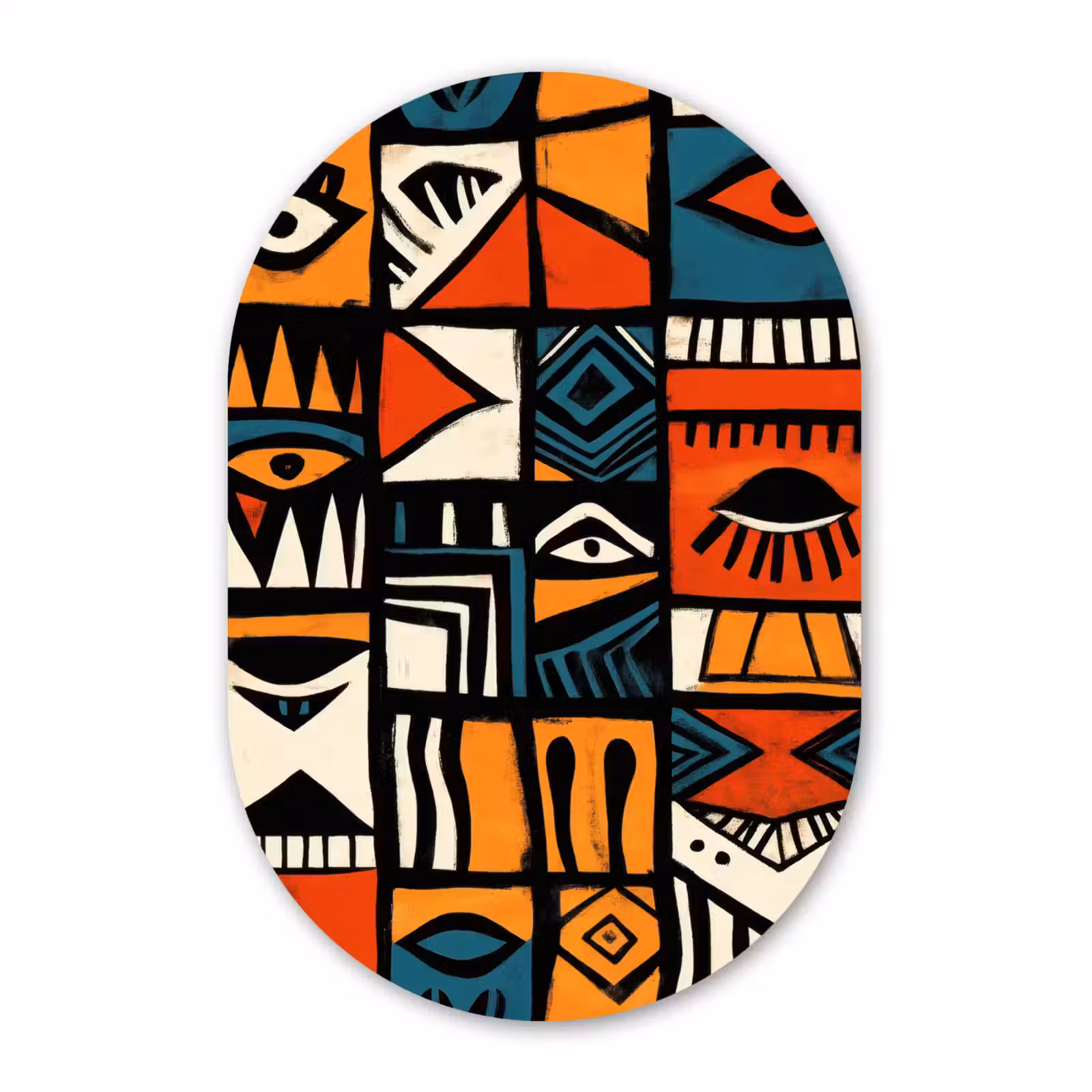 Muurovaal - Glas - Abstract - Gezichten - Mozaïek — 1