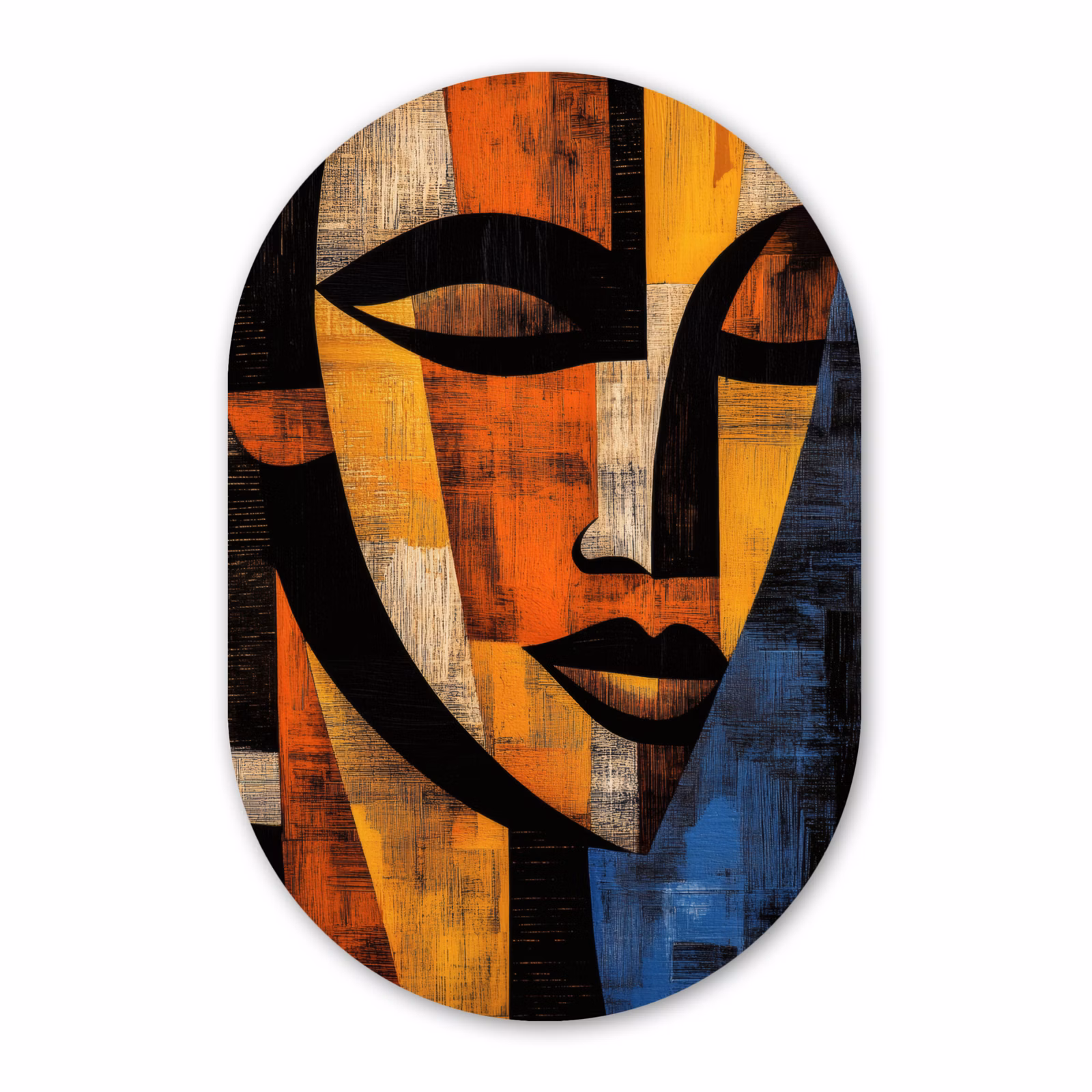 Muurovaal - Glas - Abstract - Portret - Kleurvakken — 1