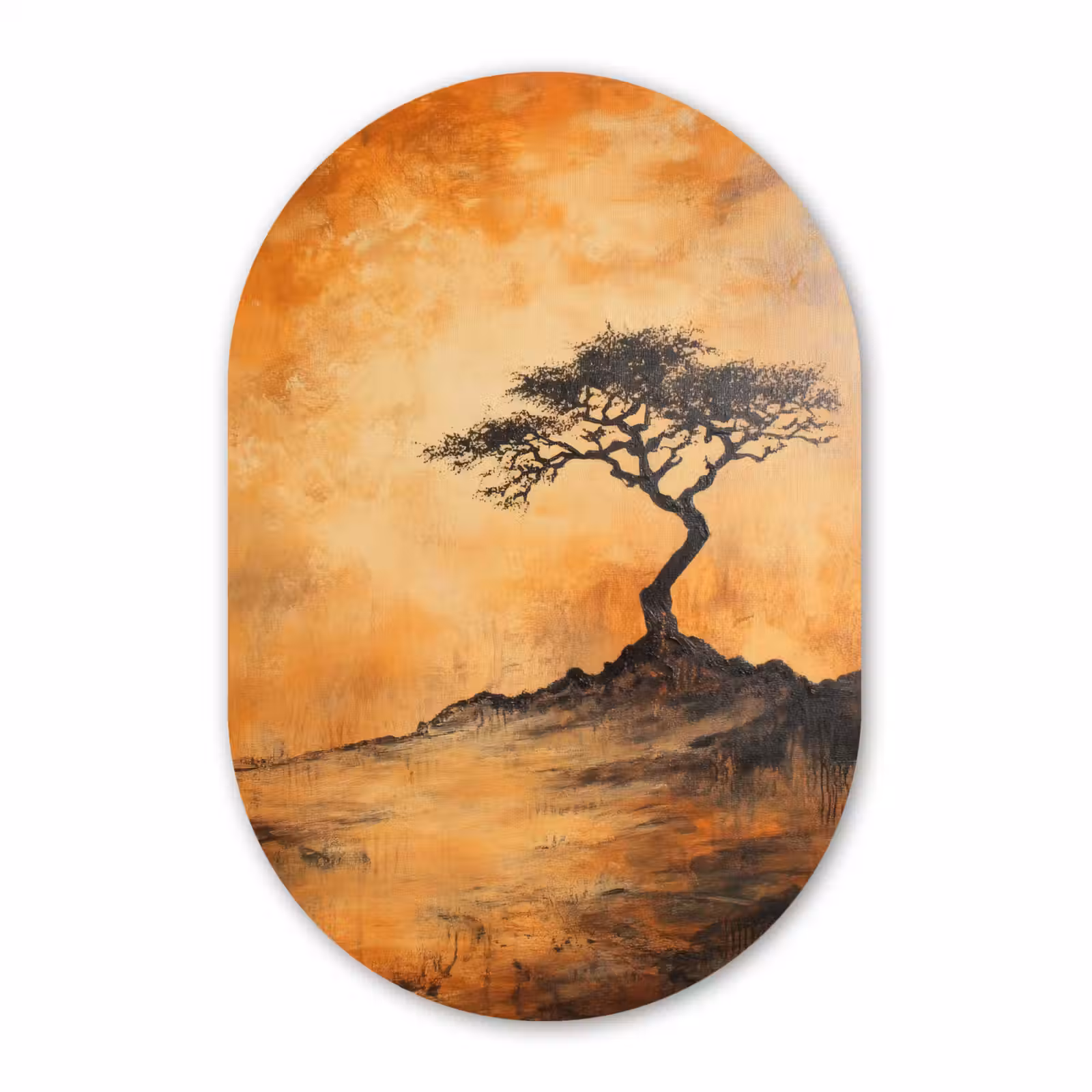 Muurovaal - Glas - Boom - Landschap - Oranje — 1