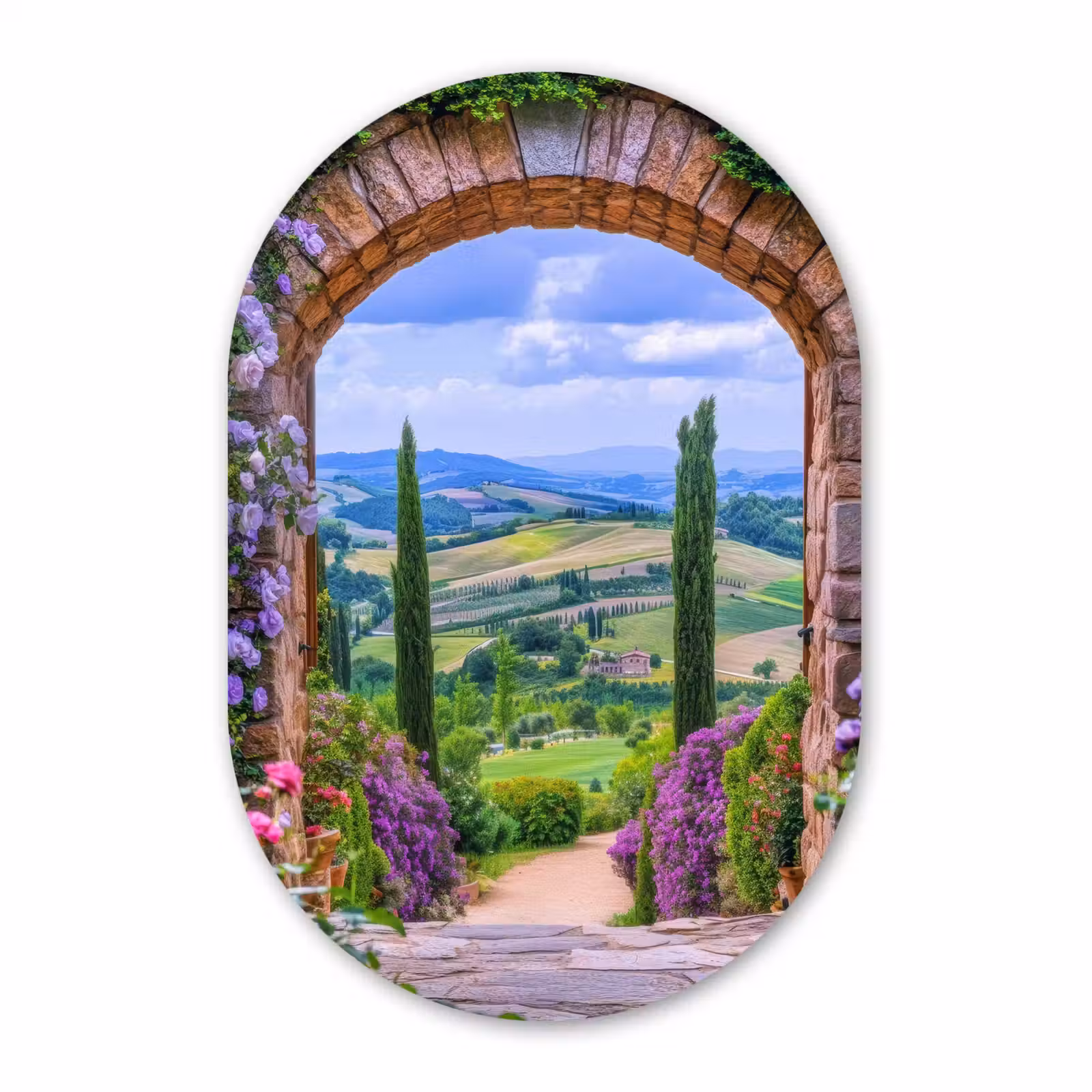 Muurovaal - Glas - Doorkijk - Toscane - Landschap - Poort — 1