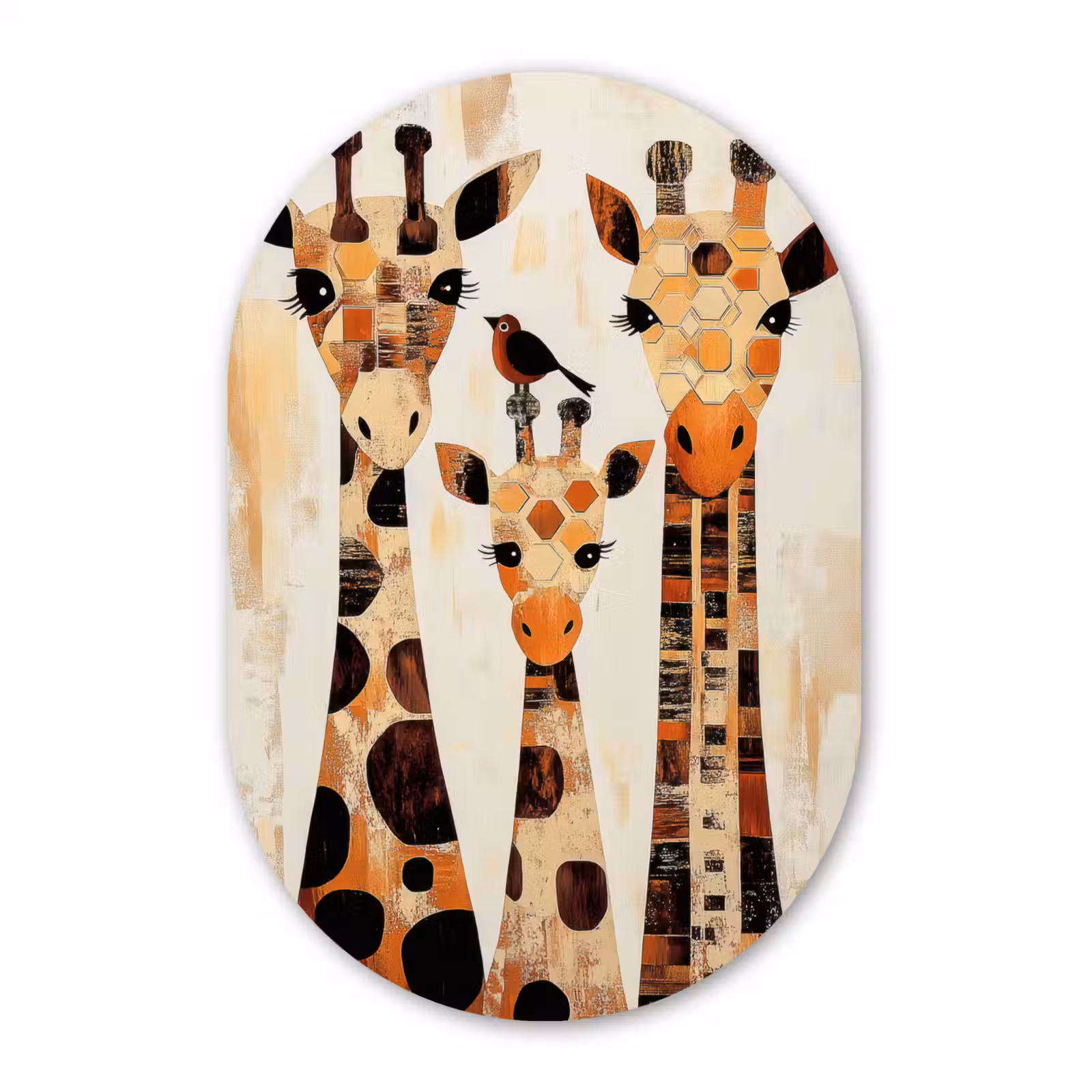 Muurovaal - Glas - Giraffen - Cartoon - Crème — 1