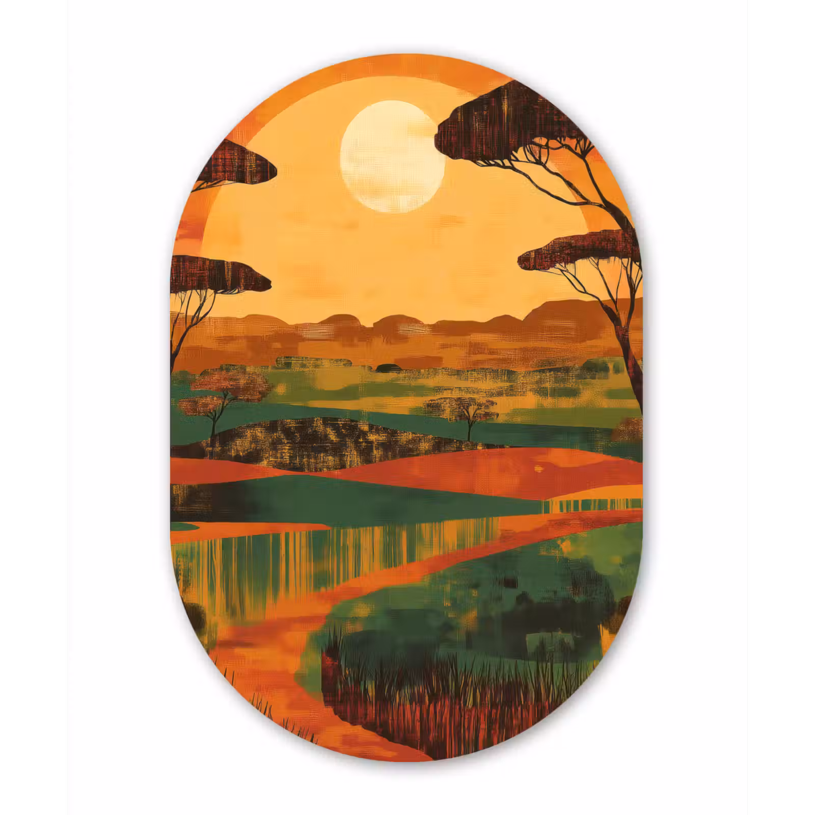 Muurovaal - Glas - Landschap - Afrikaans - Zon — 1