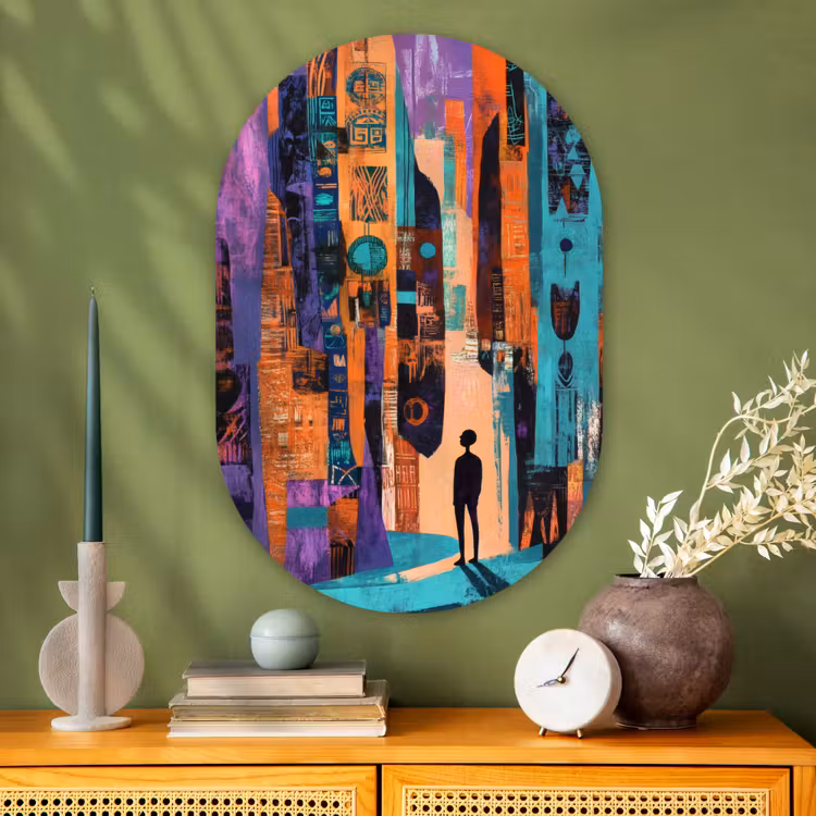 Muurovaal - Glas - Abstract - Figuren - Kleurrijk — 2