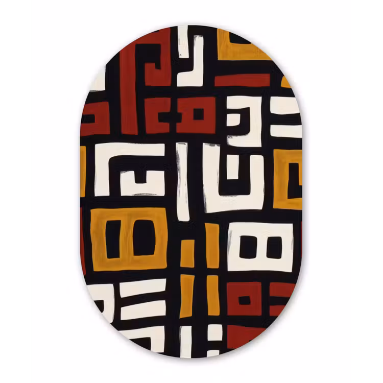 Muurovaal - Glas - Abstract - Patroon - Rood — 1