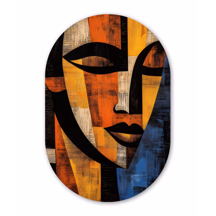 Muurovaal - Glas - Abstract - Portret - Kleurvakken — 1