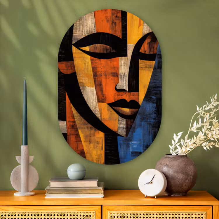 Muurovaal - Glas - Abstract - Portret - Kleurvakken — 2