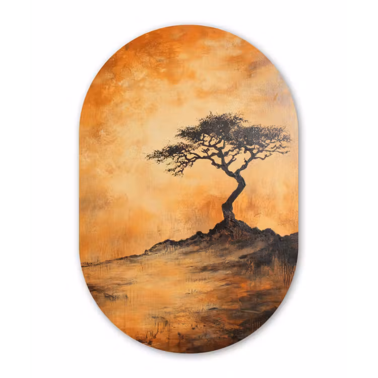 Muurovaal - Glas - Boom - Landschap - Oranje — 1