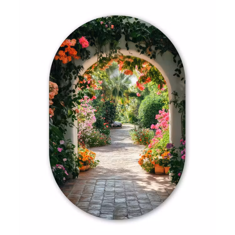 Muurovaal - Glas - Doorkijk - Bloemen - Natuur - Bloementuin — 1