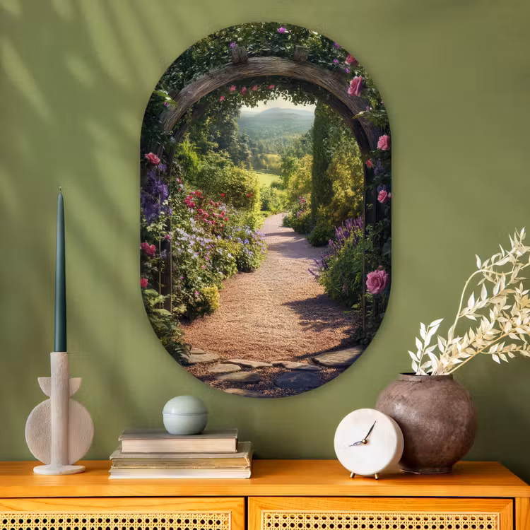 Muurovaal - Glas - Doorkijk - Bloemen - Natuur - Rozenboog — 2