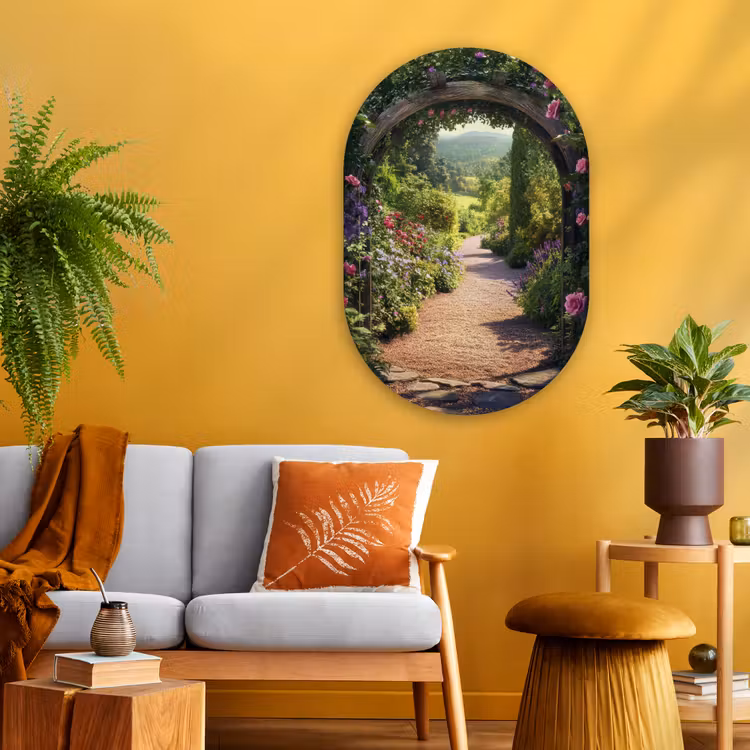 Muurovaal - Glas - Doorkijk - Bloemen - Natuur - Rozenboog — 3