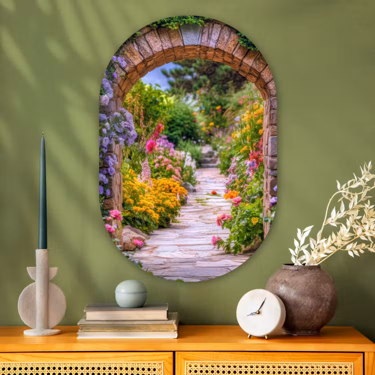 Muurovaal - Glas - Doorkijk - Bloemen - Pad - Natuur — 2