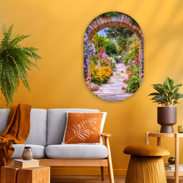 Muurovaal - Glas - Doorkijk - Bloemen - Pad - Natuur — 3