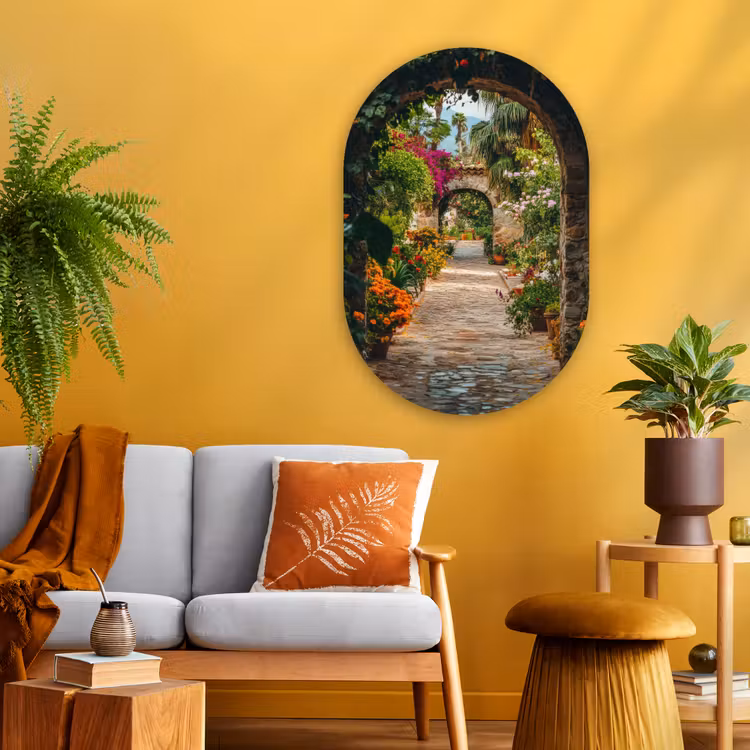Muurovaal - Glas - Doorkijk - Bloemen - Poort - Stenen — 3