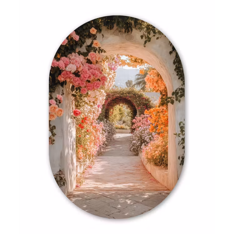 Muurovaal - Glas - Doorkijk - Boog - Bloemen - Pastel — 1