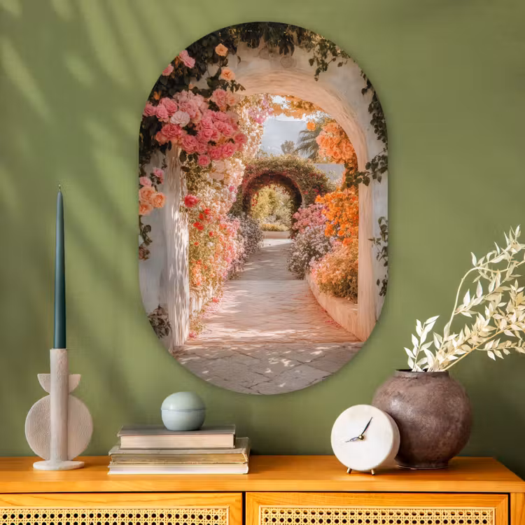 Muurovaal - Glas - Doorkijk - Boog - Bloemen - Pastel — 2