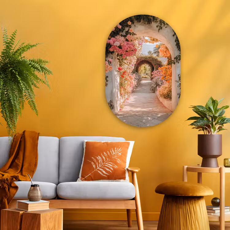 Muurovaal - Glas - Doorkijk - Boog - Bloemen - Pastel — 3