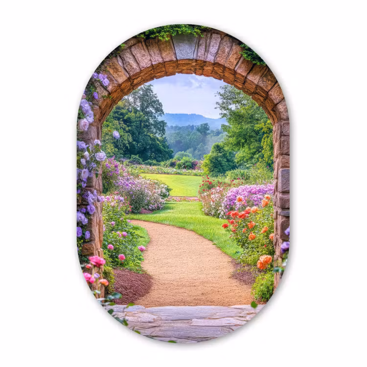 Muurovaal - Glas - Doorkijk - Poort - Bloemen - Tuin — 1