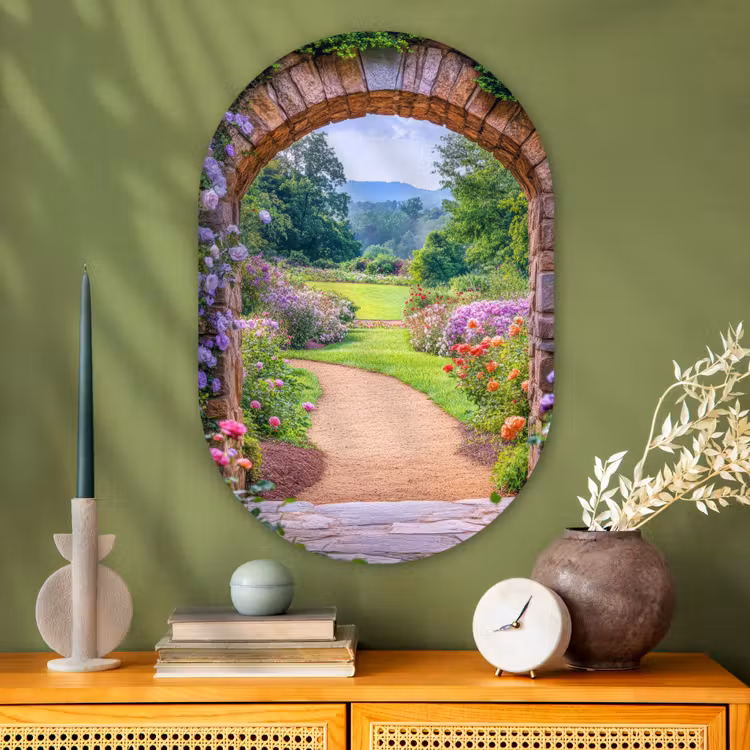 Muurovaal - Glas - Doorkijk - Poort - Bloemen - Tuin — 2