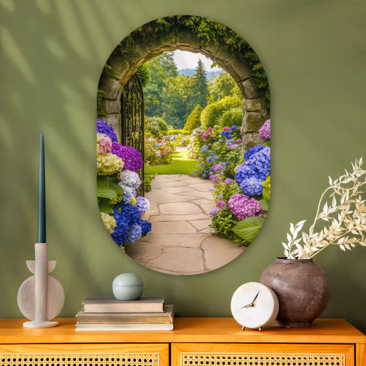 Muurovaal - Glas - Doorkijk - Poort - Hortensia - Bloementuin — 2
