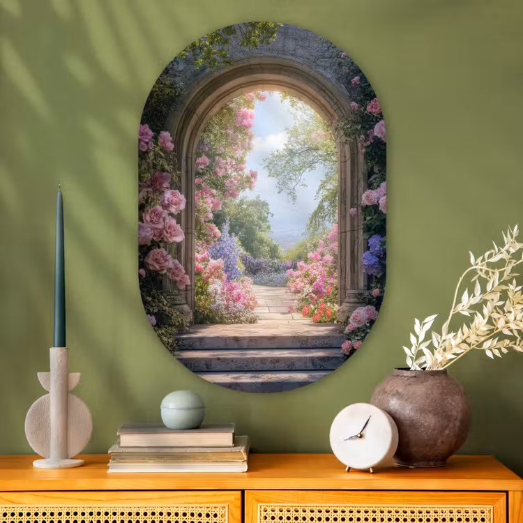 Muurovaal - Glas - Doorkijk - Rozen - Vintage - Bloemen — 2