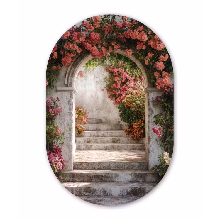 Muurovaal - Glas - Doorkijk - Rozen - Vintage - Poort — 1