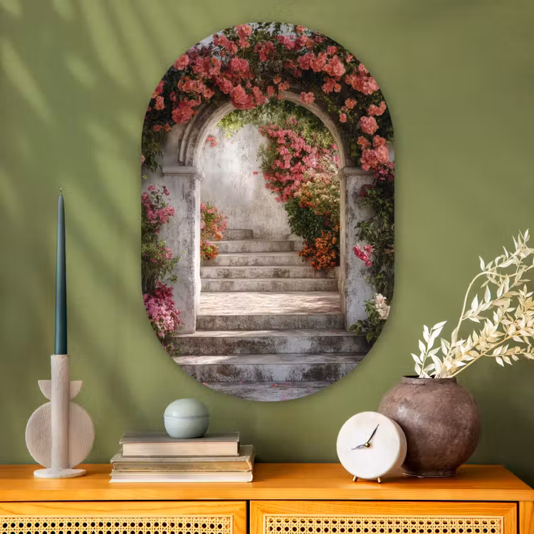Muurovaal - Glas - Doorkijk - Rozen - Vintage - Poort — 2