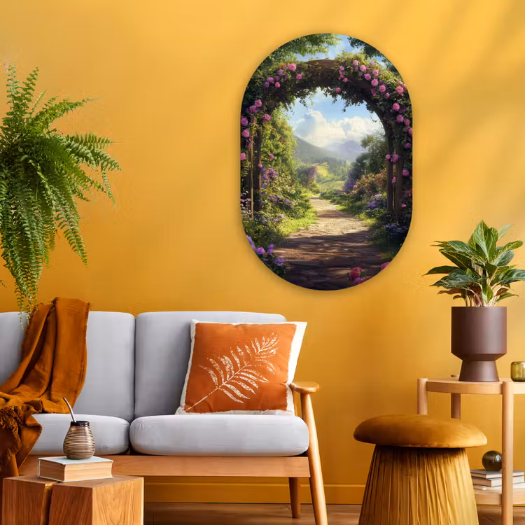 Muurovaal - Glas - Doorkijk - Rozenboog - Uitzicht - Landschap - Bloemen — 3